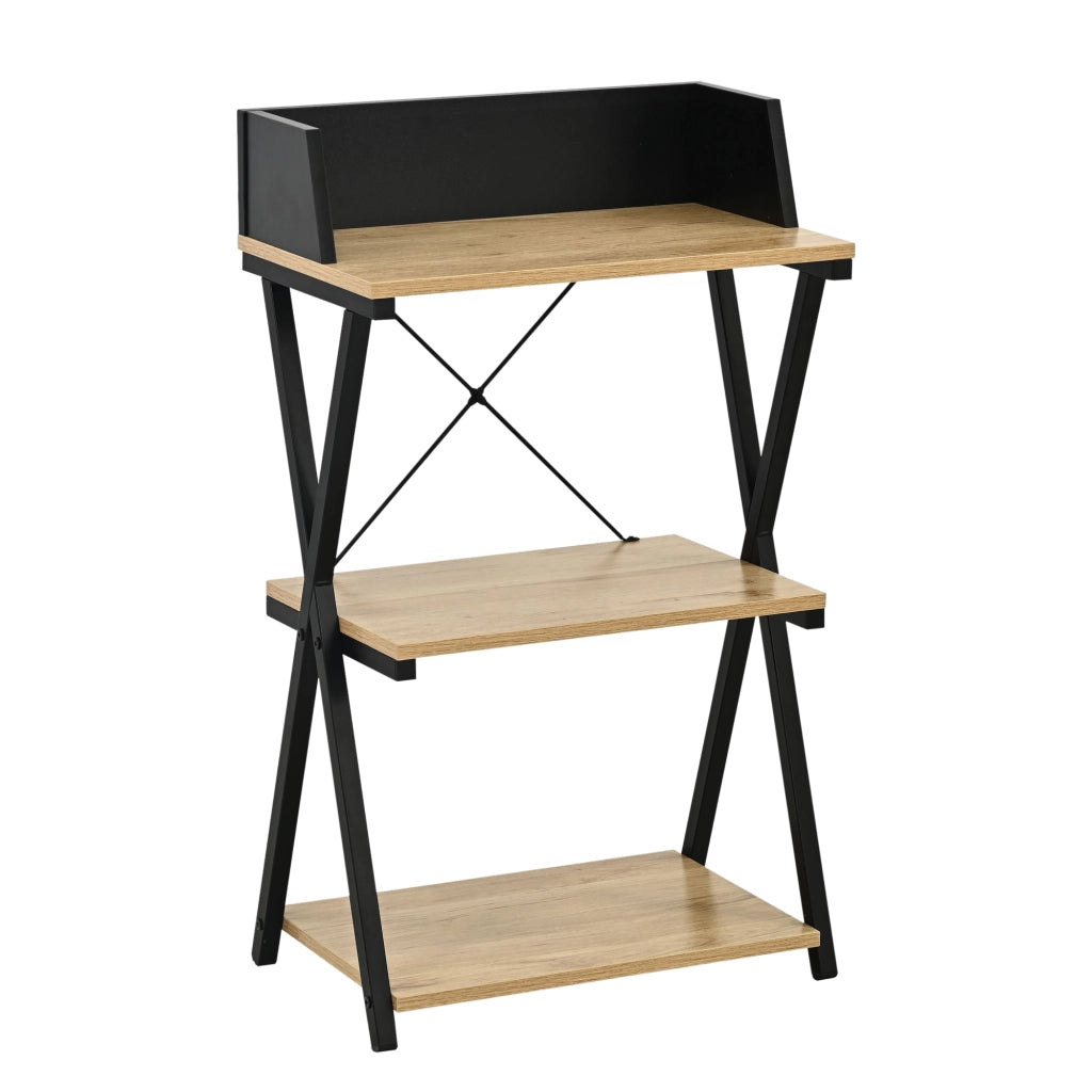 Scaffale da Terra Kappespoo Libreria a 3 Ripiani 84 x 50 x 30 cm - Nero/Effetto Rovere [en.casa]