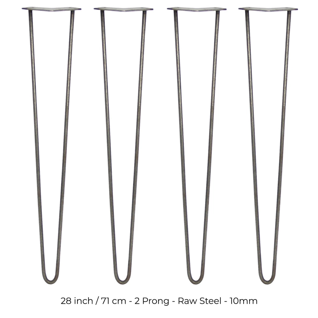 4 Gambe per Tavolo a Forcina SkiSki Legs 71cm Acciaio Naturale 2 Rebbi 10mm