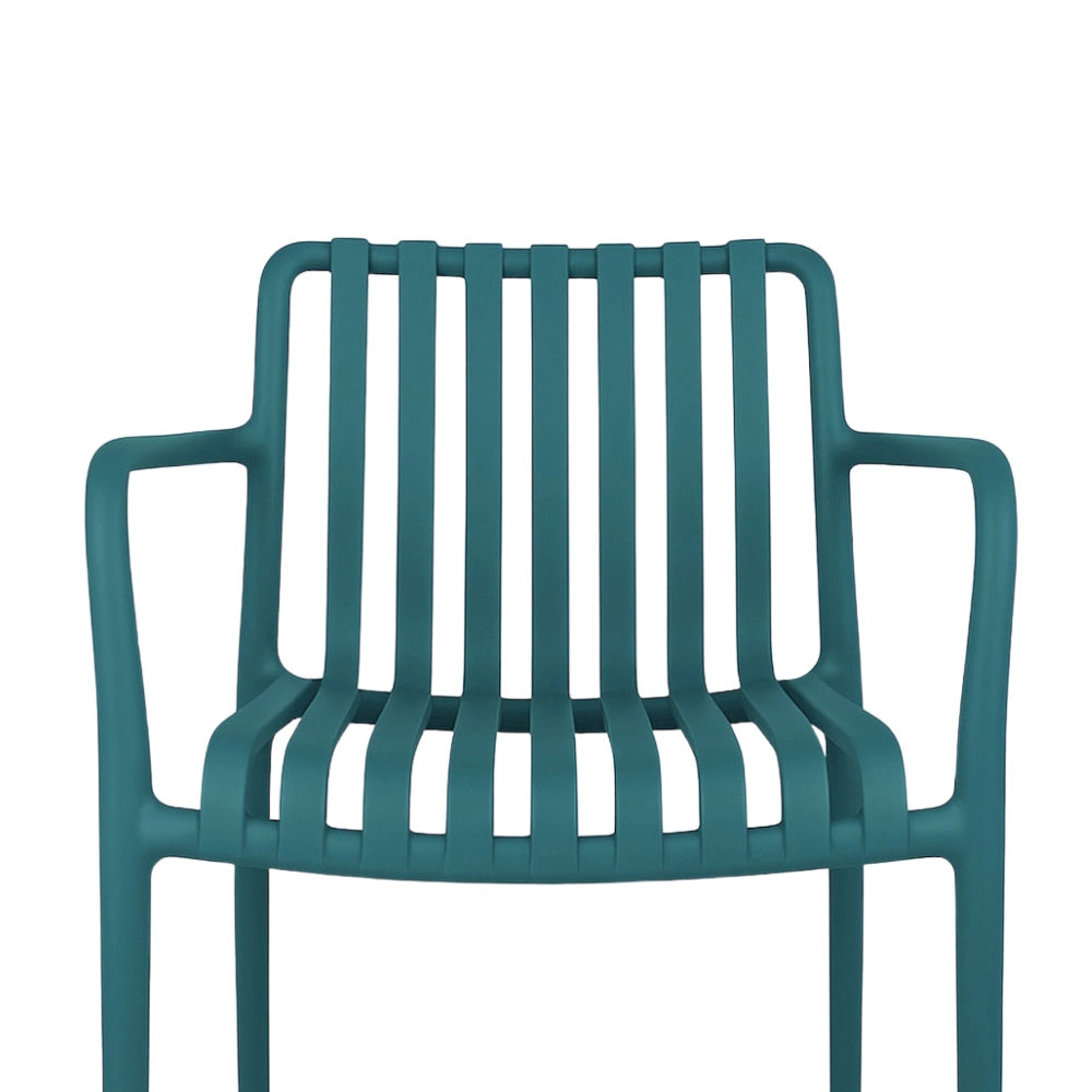 Sedia Iside da esterno in plastica verde petrolio comfort premium con braccioli