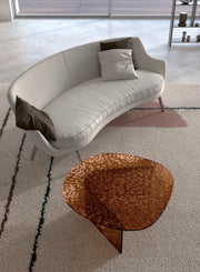 Tavolino Fold big in vetro martellato color bronzo con struttura in vetro - Stones