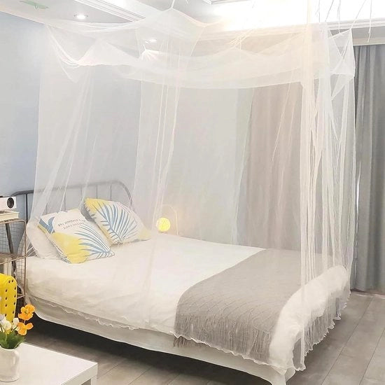 Tenda per due persone 220 x 200 x 200 cm - Carrello - Reticolo per protezione dagli insetti per viaggi - Forma cubica - Bianco - Letto per due persone - Interno e esterno - Protezione dagli insetti Tenda