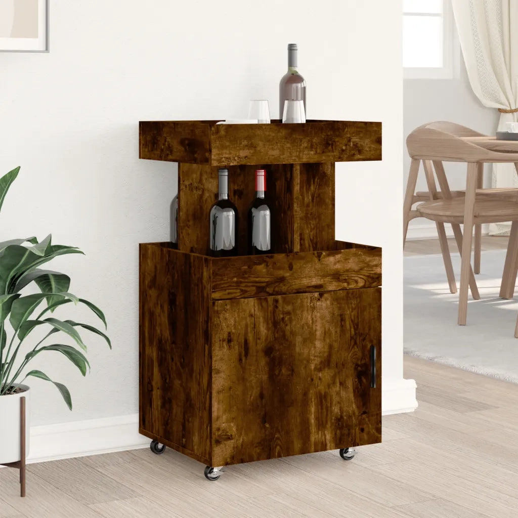 Carrello Bar Rovere Fumo 50x41x89 cm in Legno Multistrato 848266