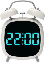 Alarme, Doppio Suono Alarme-Creativo Alarme-Piccolo Orologio Digitale su Batterie-Adatto per Camera da Letto Camera da Soggiorno e Camera da Studio (bianco)