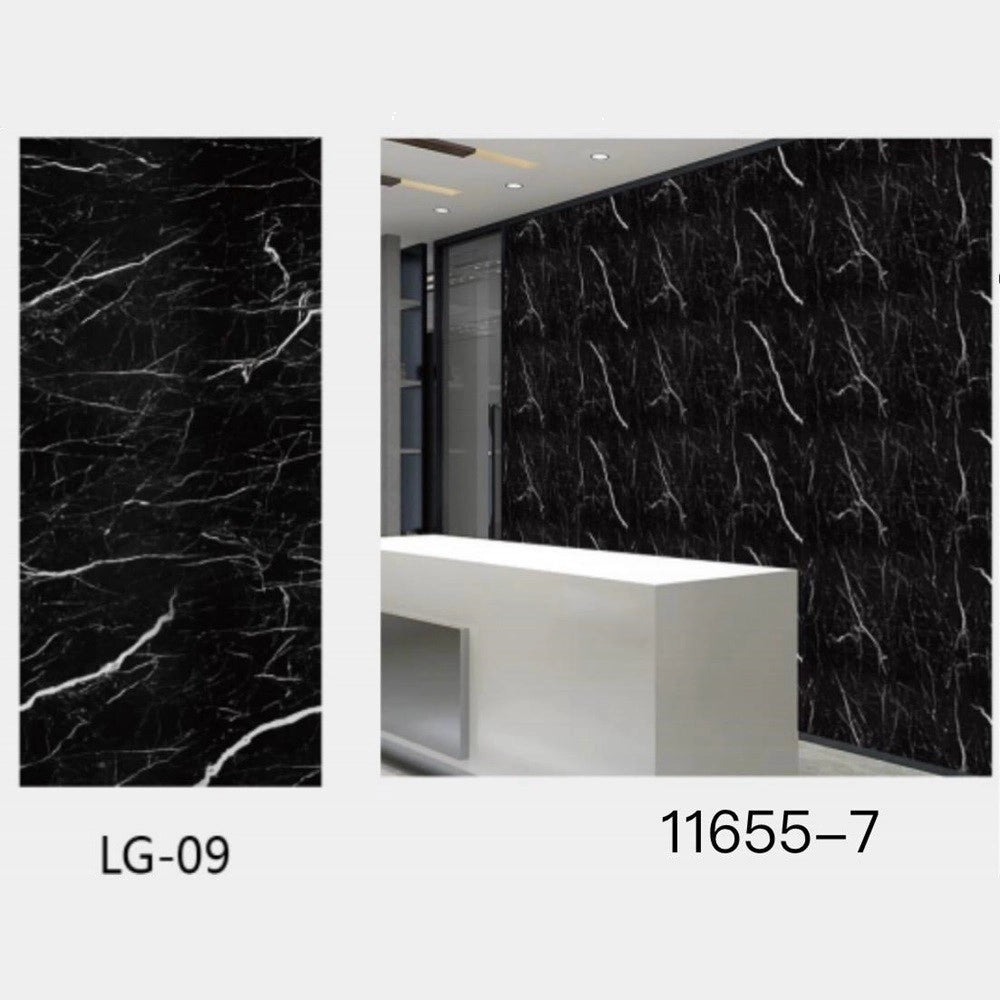 Trade Shop - Pannello Adesivo Effetto Marmo Nero Argento Pareti Paraschizzi 300 X 60cm Stanza -