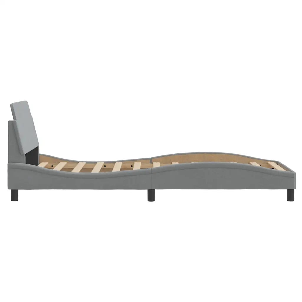 Letto singolo | Letto per adulti | Giroletto Dover Grigio Chiaro 90x200 cm Tessuto