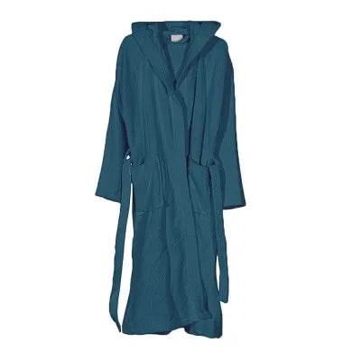 Accappatoio turchese 100% cotone taglia S con tasche cappuccio e cintura