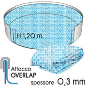 Liner Per Piscina A Forma Circolare  6,40 X H 1,20 M Swirl - Attacco Overlap - Spessore 0,325 Mm Colore: Mosaico, Tipo attacco: Overlap