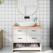 Piano Bagno Marrone 100x50x(2-6) cm Legno Massello Trattato 3156133