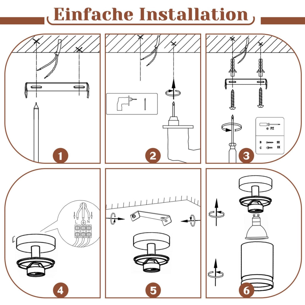 ZMH Faretto da soffitto nero 1 lampadina Plafoniera moderna GU10 faretti orientabili interno metallo