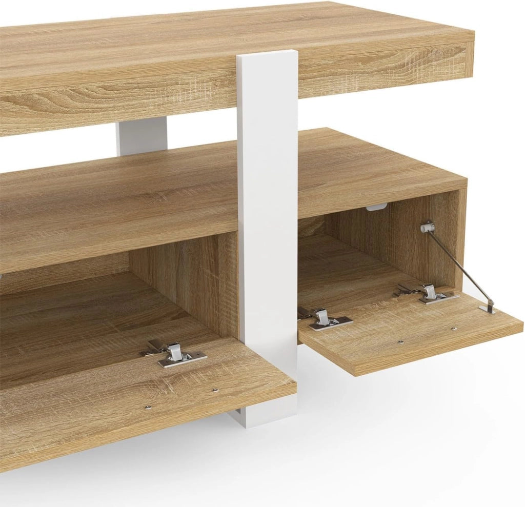 Porta TV PHOENIX 140 cm con cassetti in legno e bianco