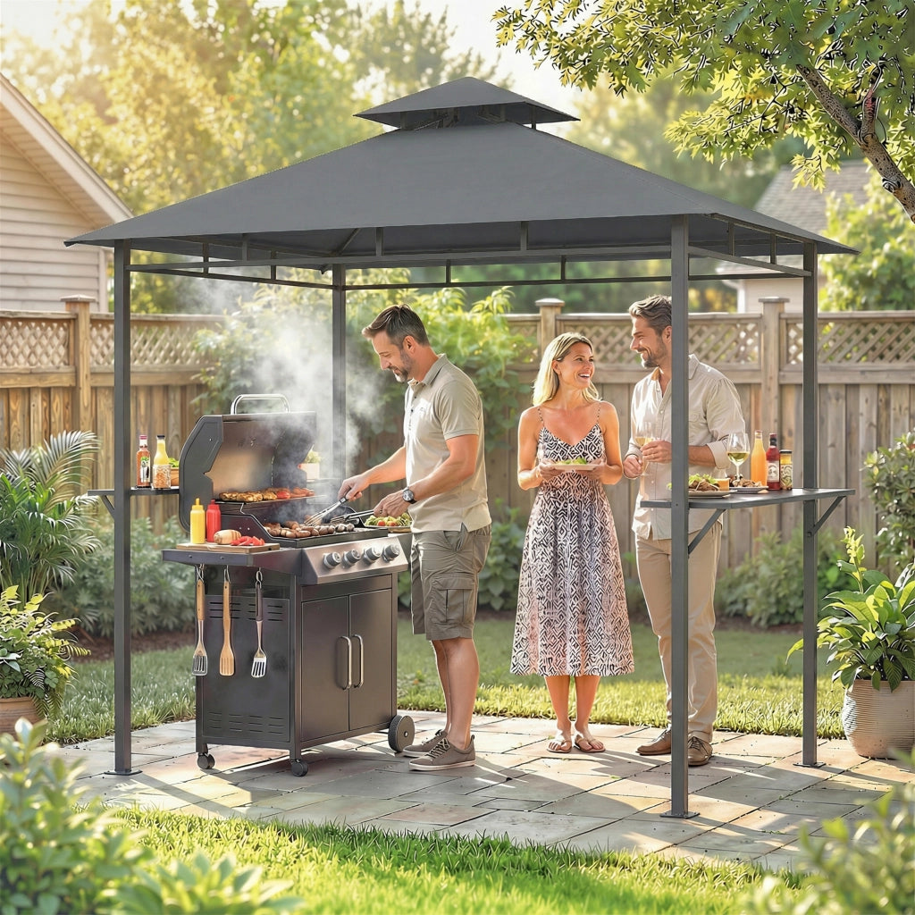 Pergolato per Barbecue ¨C Zephmum ¨C Grigio 240x140x230 cm