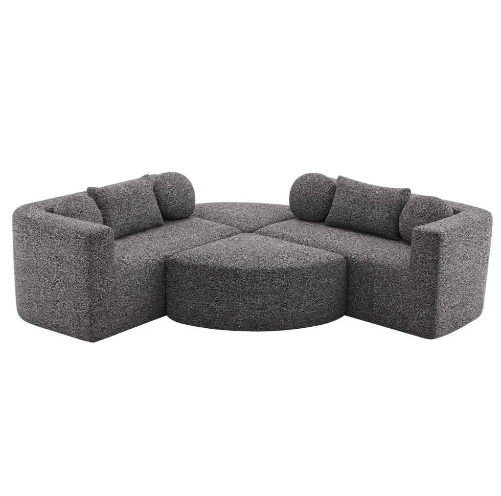 Divano modulare trasformabile in chenille nero 292x165x68 cm