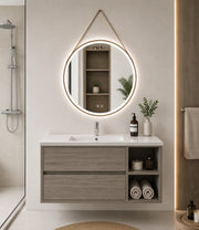 Mobile bagno con lavabo ORIGENBATH ZEUS senza specchio 100x40 cm Destra rovere smoky
