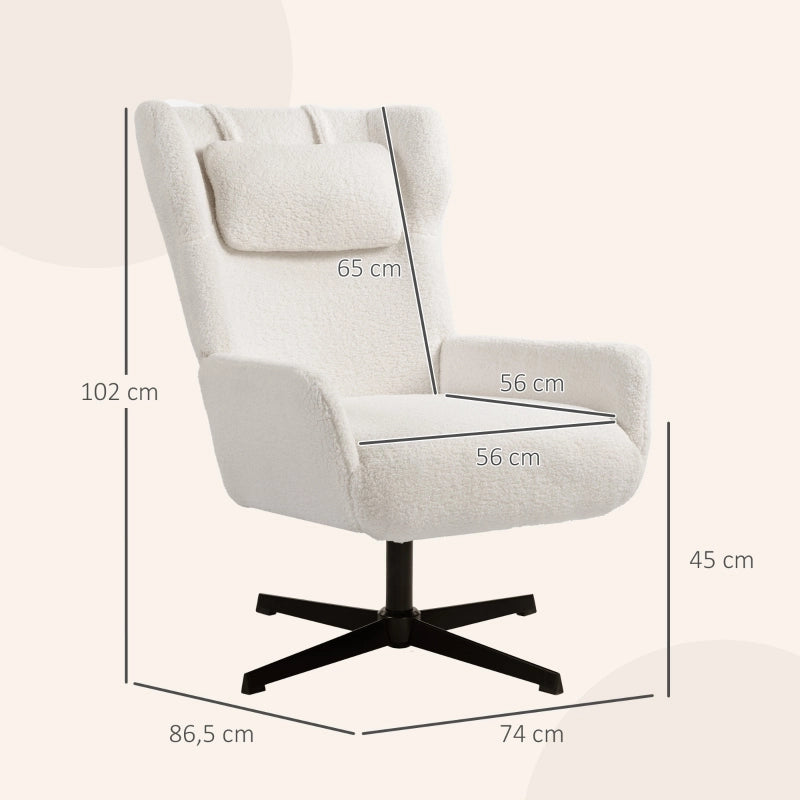 POLTRONA Girevole 74x86,5x102 cm Bianco crema in metallo