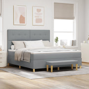 Letto a Rete con Materasso e Panchina Grigio Chiaro 180x200 cm Tessuto