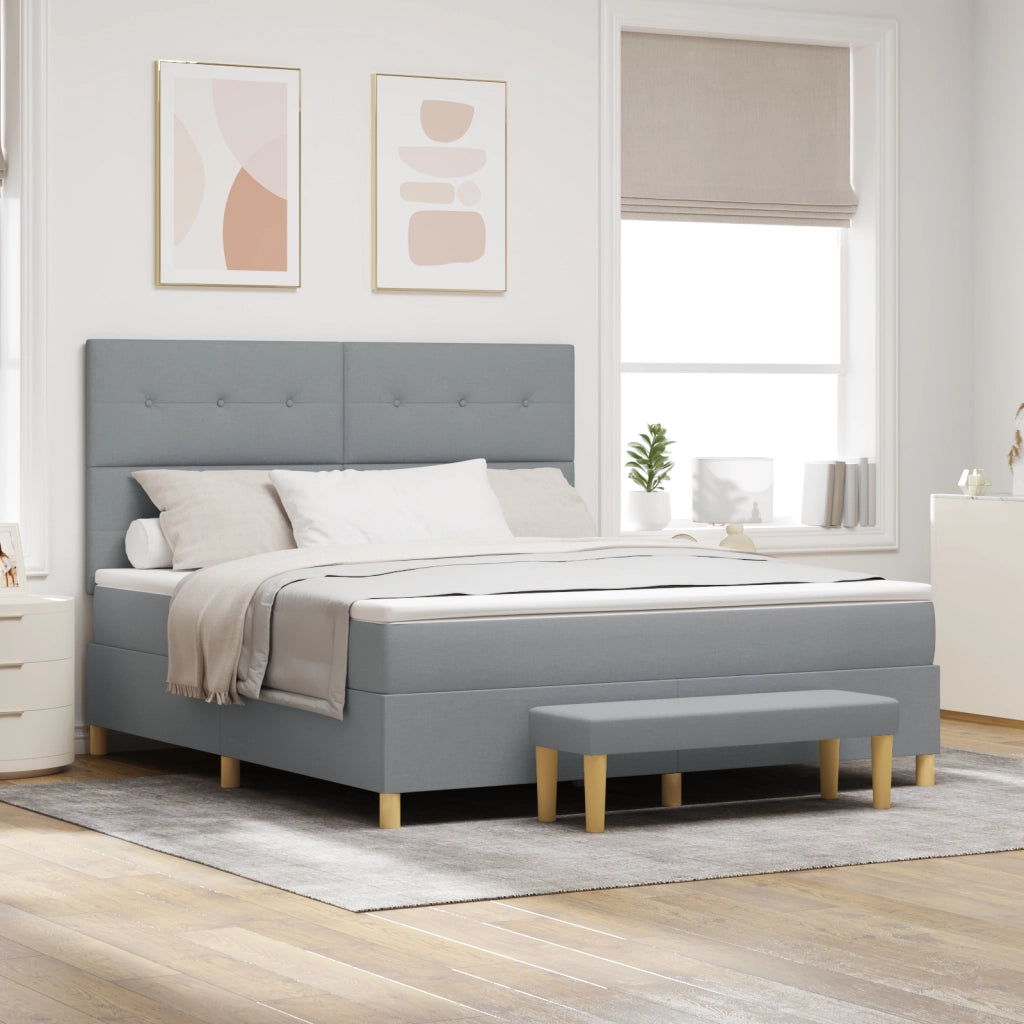 Letto a Rete con Materasso e Panchina Grigio Chiaro 180x200 cm Tessuto
