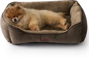 Letto per gatti per grandi gatti, lavabile - 63,5 x 53 cm, letto per cani con superficie antiscivolo per cani piccoli, gabbia quadrata per gatti con bordo morbido, marrone