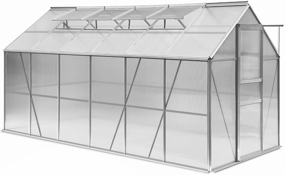 Serra in alluminio da giardino, 11,73 m³, incl. 4 finestre – 380 x 190 cm