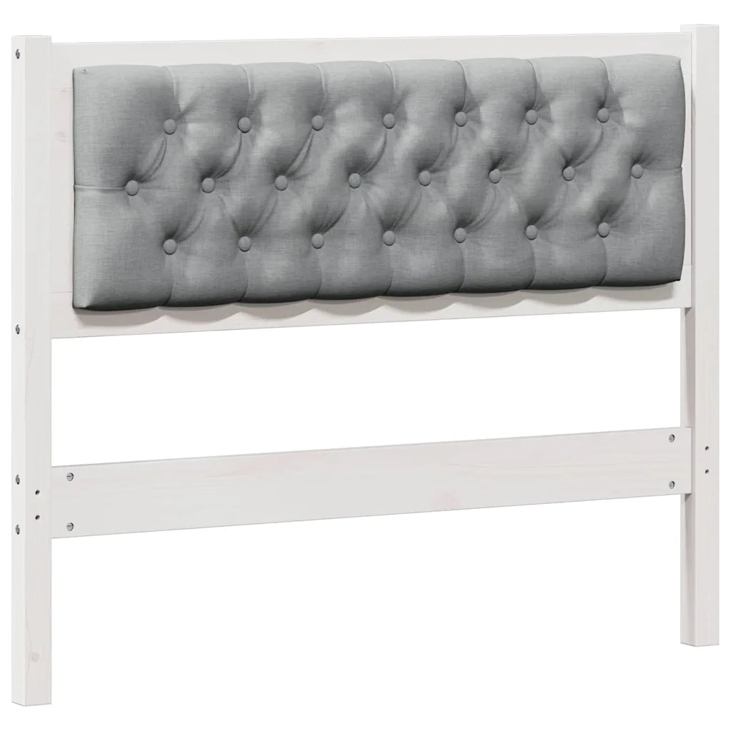 Testiera-Testiera con Cuscini Bianco e grigio chiaro 100 cm Legno di pino massello