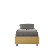 Letto singolo con rete imbottito 80x200 microfibra ocra Azelia