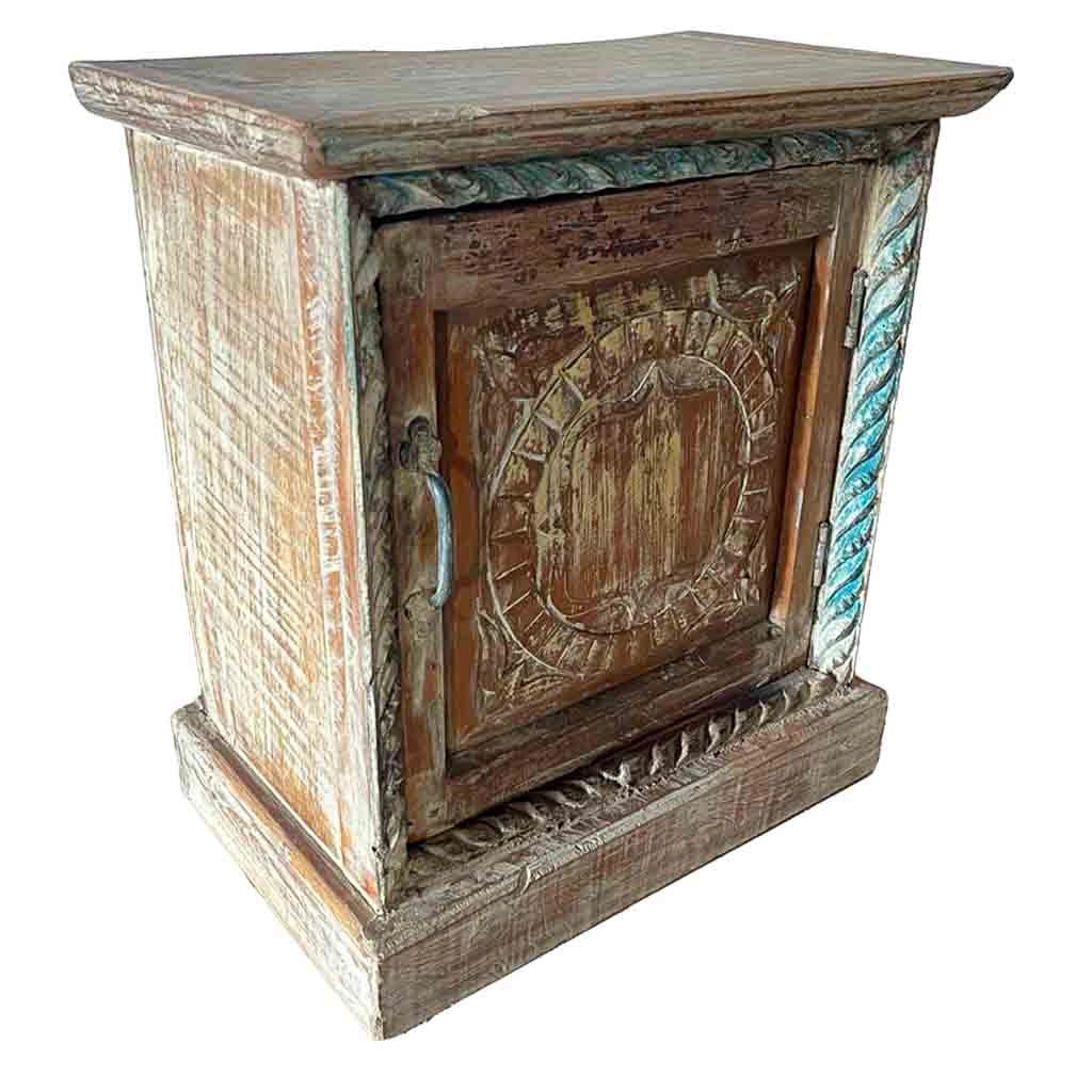 Tavolo in legno finitura artigianale marrone 49x30x54h cm