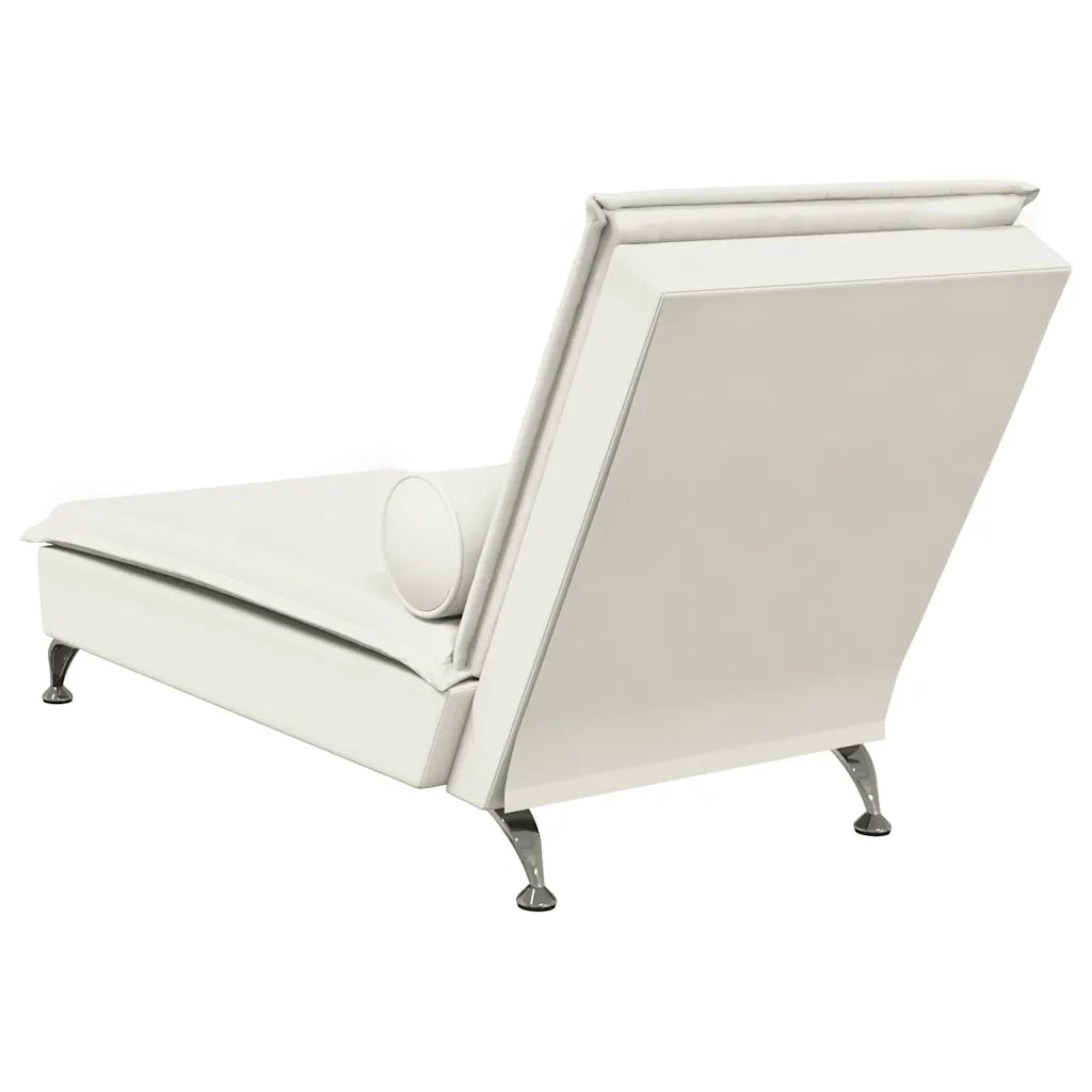 Chaise Longue Massaggi con Cuscino a Rullo Crema in Velluto 379457