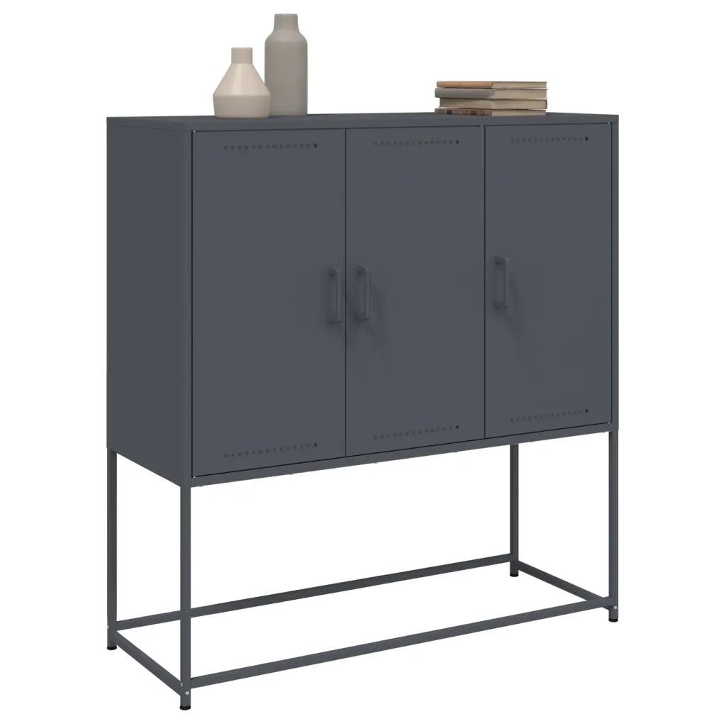 Credenza | Madia | Buffet da pranzo | Armadio da pranzo Antracite 100,5x39x107 cm in Acciaio