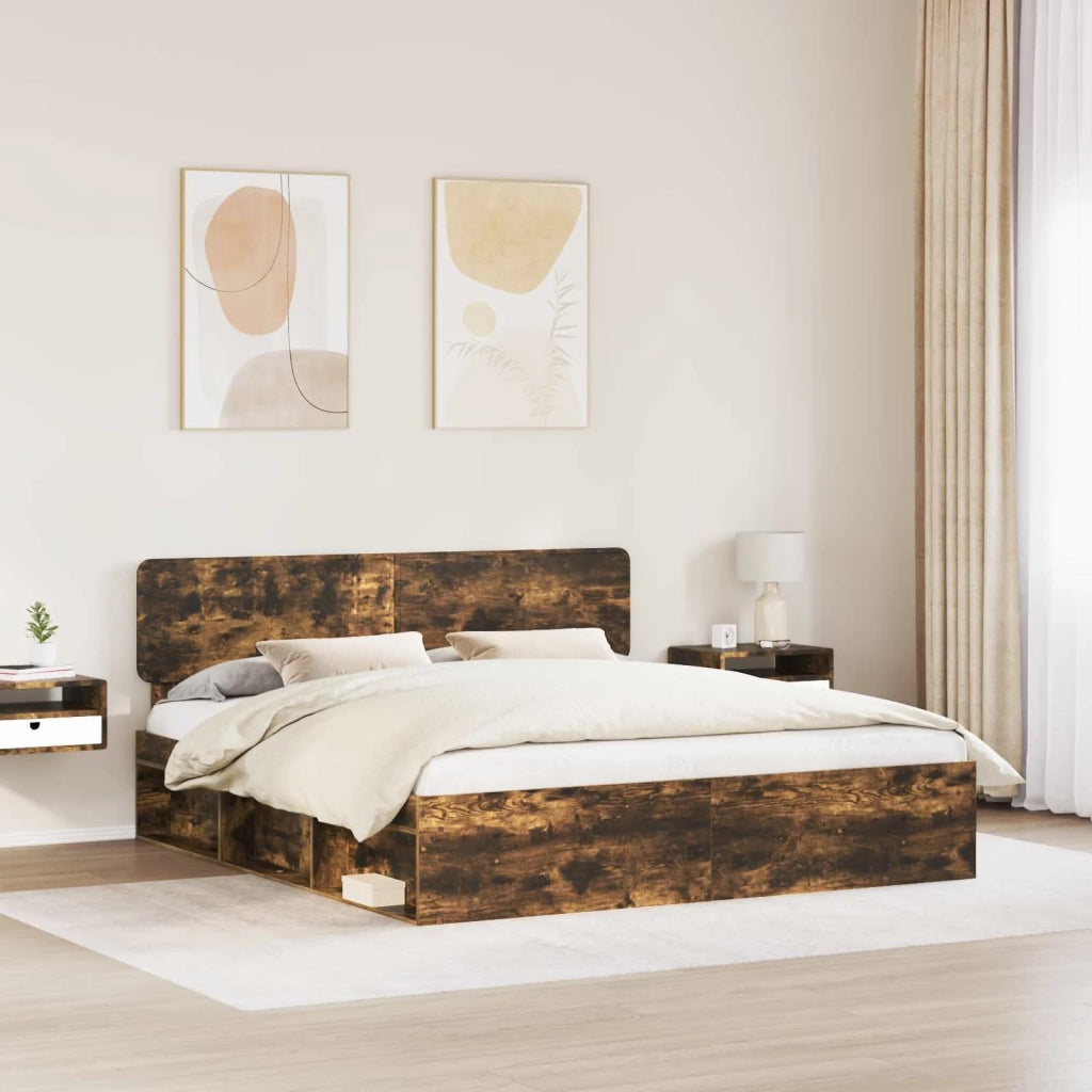 Struttura del letto-Giroletto Rovere fum¨¦ 180 x 200 cm Pino massello 422505