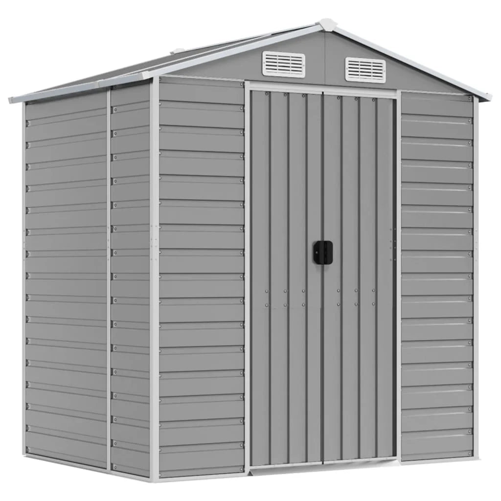 Casetta da giardino cabina ripostiglio capanno da esterno capanno per attrezzi robusta colore chiaro 191 x 130 x 198 cm acciaio zincato grigio 02_0022241