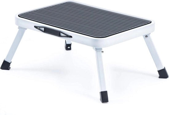 Scaletta di Acciaio con Pianello Antiscivolo - Scalino Portatile fino a 150 kg - Bianco