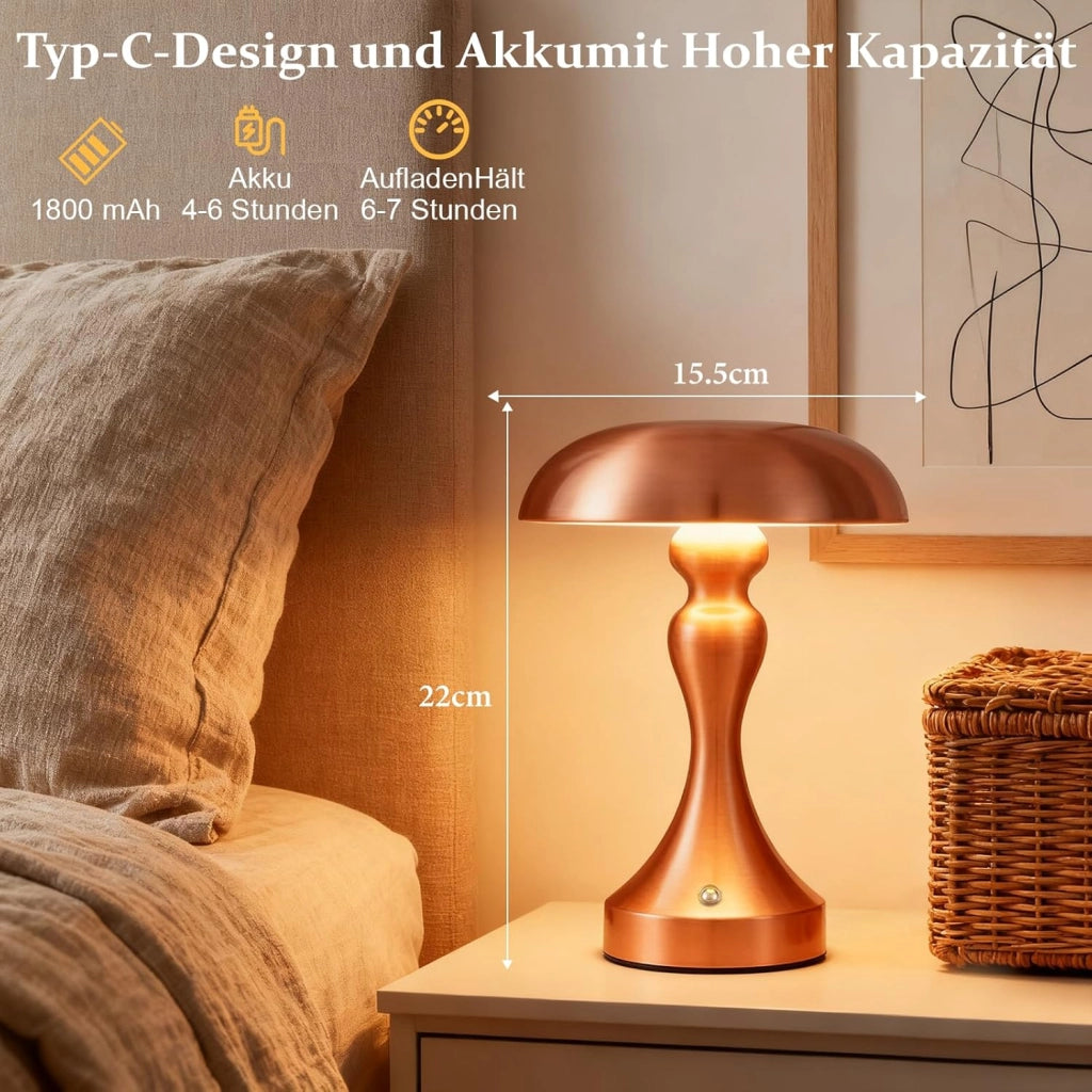 ZMH Lampada da tavolo LED wireless touch dimmerabile retrò vintage USB ricaricabile per comodino camera letto