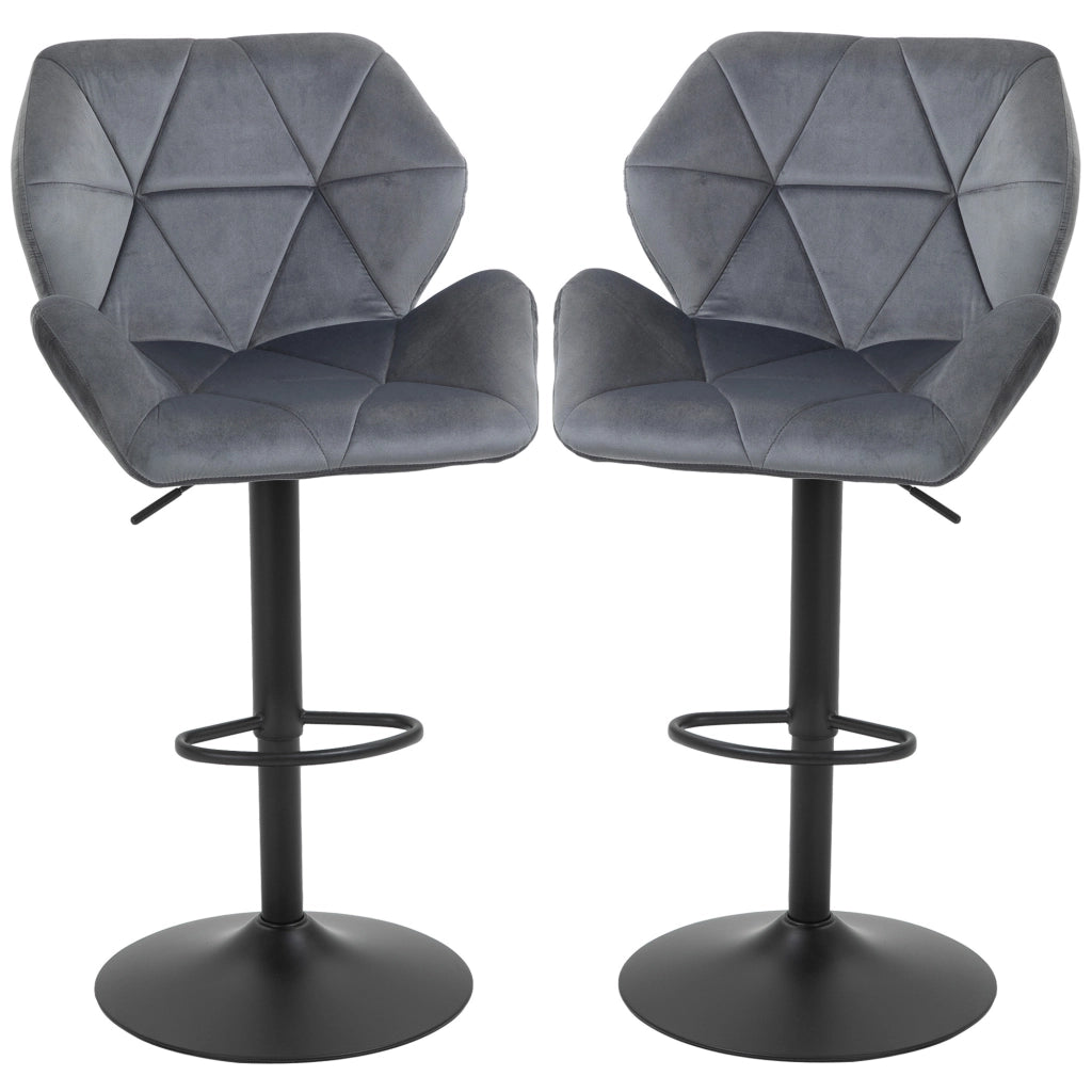 Sgabello da Bar Imbottito 2 Pezzi ¨C Minimal ¨C Grigio Tessuto Velluto Metallico