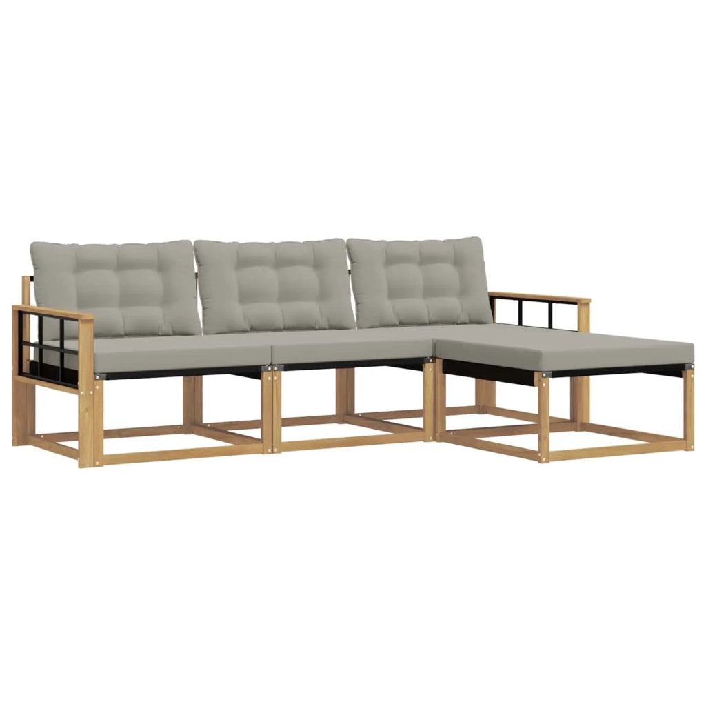 Set di divani da esterno 4 pz Bianco e Grigio Chiaro 3388569