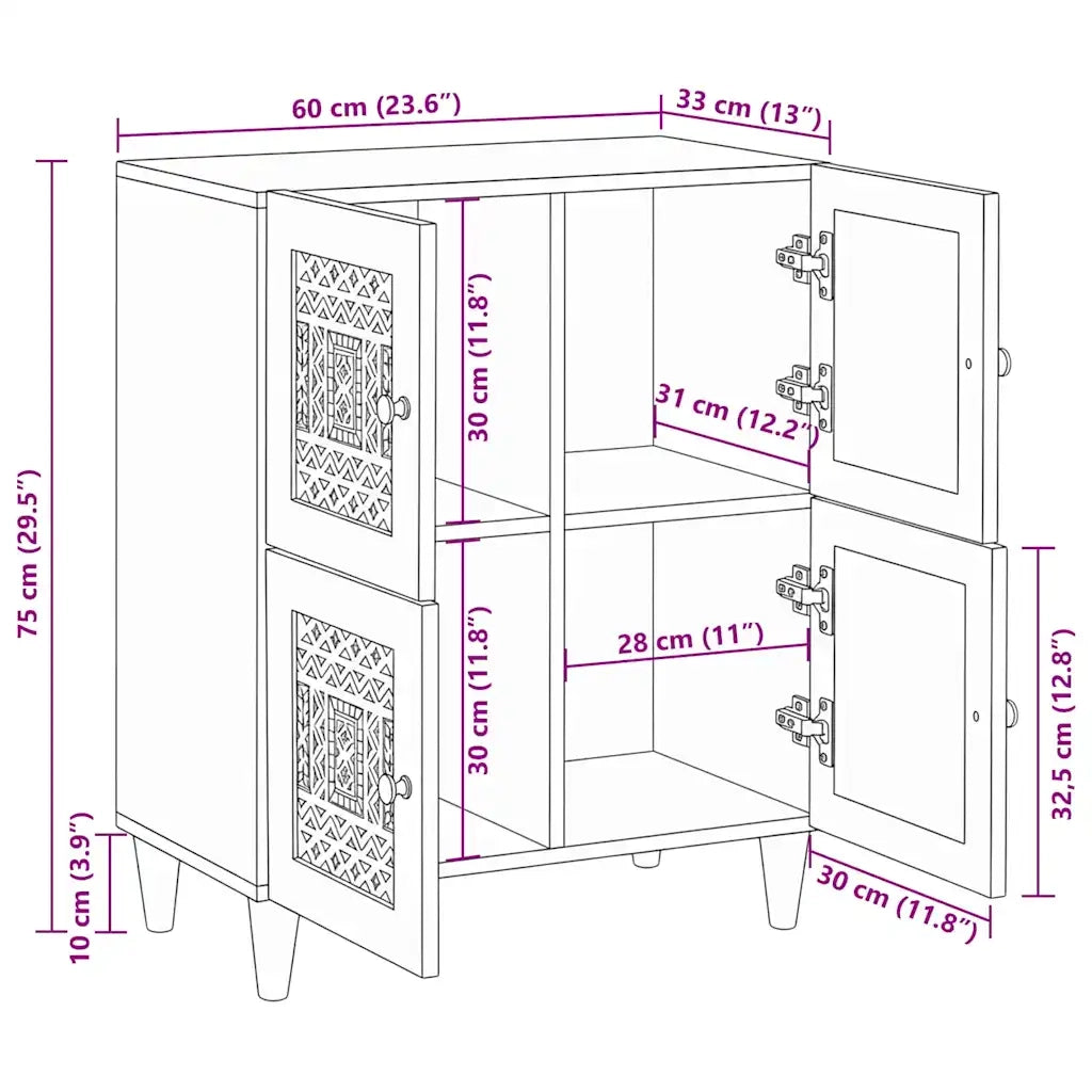 vidaXL Credenza Bianco 33.5 x 60 x 75 cm
