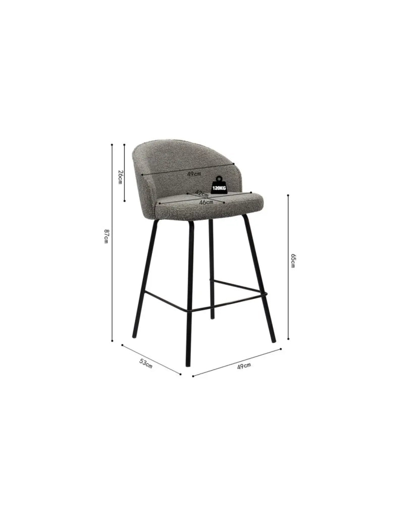 Sedia da banco JUNI – Bouclé grigio – H87 cm design contemporaneo