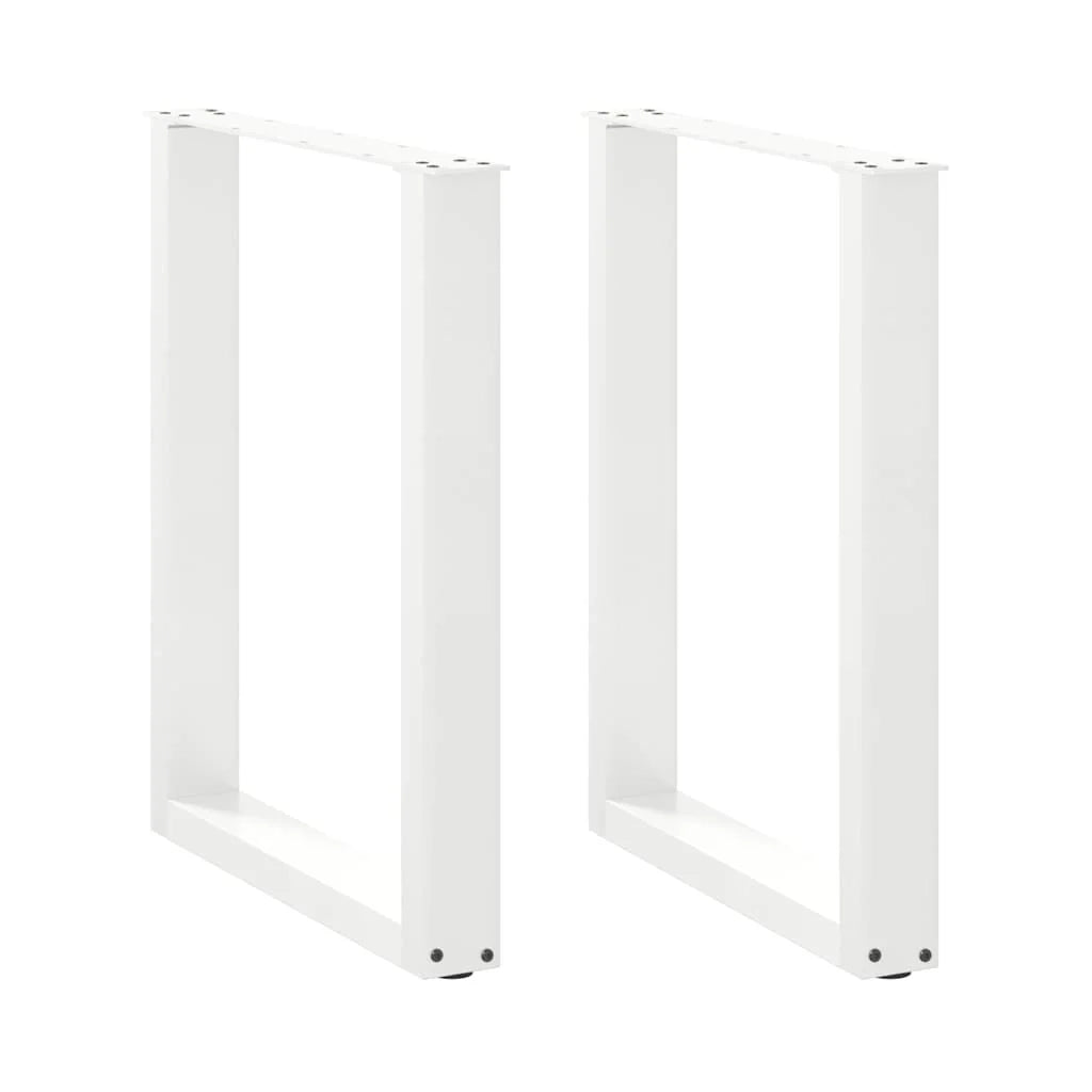 Set di 2 gambe per tavolo da pranzo a forma di U 60 x 73 cm con piedini regolabili design moderno acciaio bianco 02_0057421