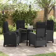 Set da Pranzo per Giardino con cuscino 5 pcs Nero polyrattan