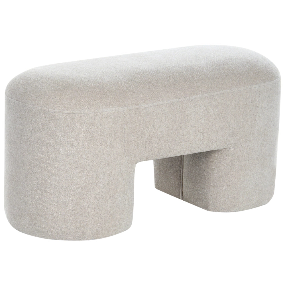 Panchina beige chiaro Boucle da salotto o camera da letto con gambe larghe in stile moderno