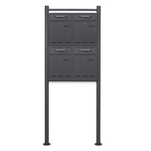 Cassetta delle lettere da terra 2x2 V53 antracite Con supporto e targhetta nome Posta