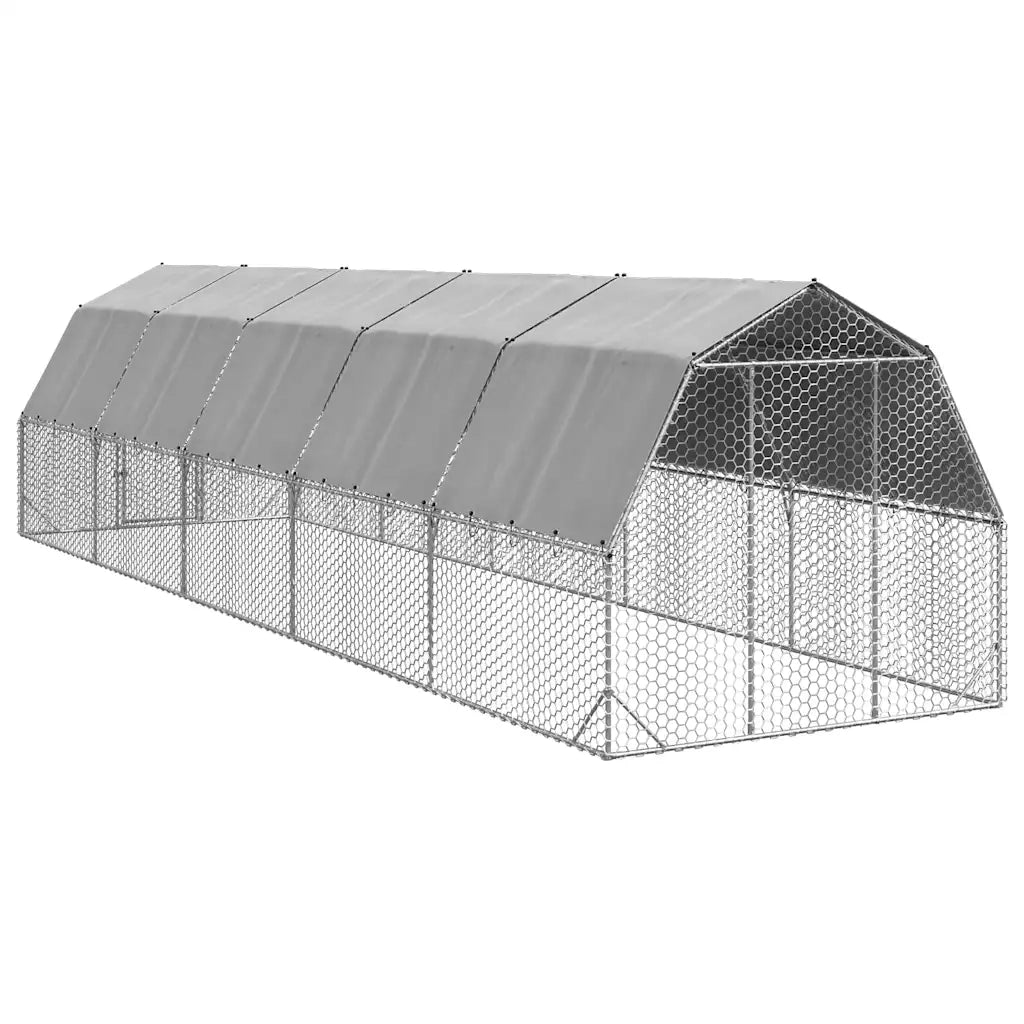 Recinto per Polli con Tetto 2,5x10x2,25 m in Acciaio Zincato 3328524