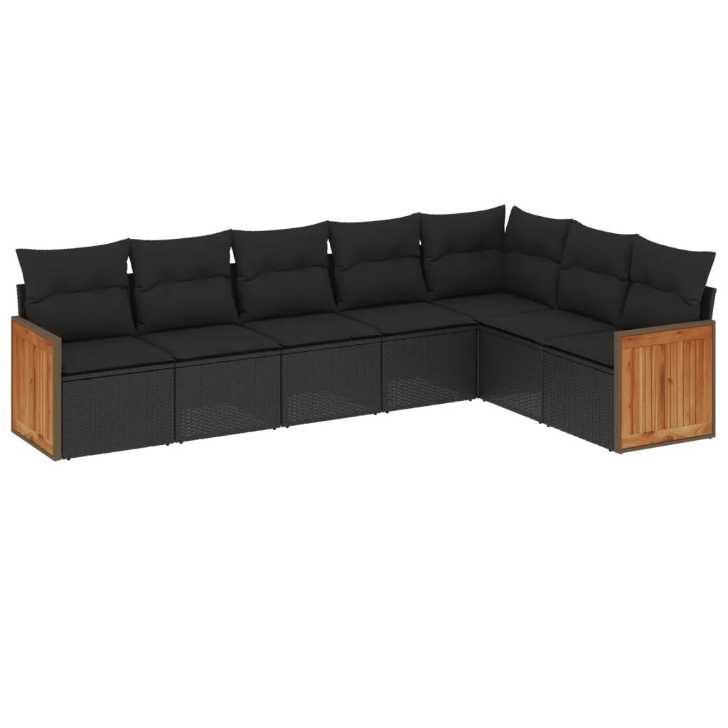 Set Divani da Giardino con Cuscini 7pz Nero Polyrattan 3227707