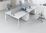 Composizione scrivanie da 4 persone da ufficio cm. 280/320/360/400x165x74h