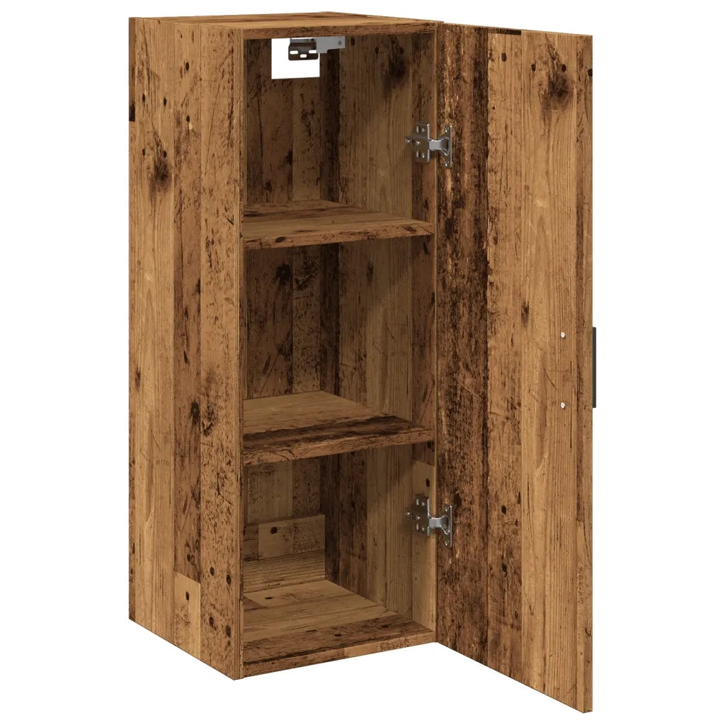 Mobiletto a muro vintage design senza tempo con vano contenitore 34,5 x 34 x 90 cm legno composito finitura effetto legno anticato 02_0051152