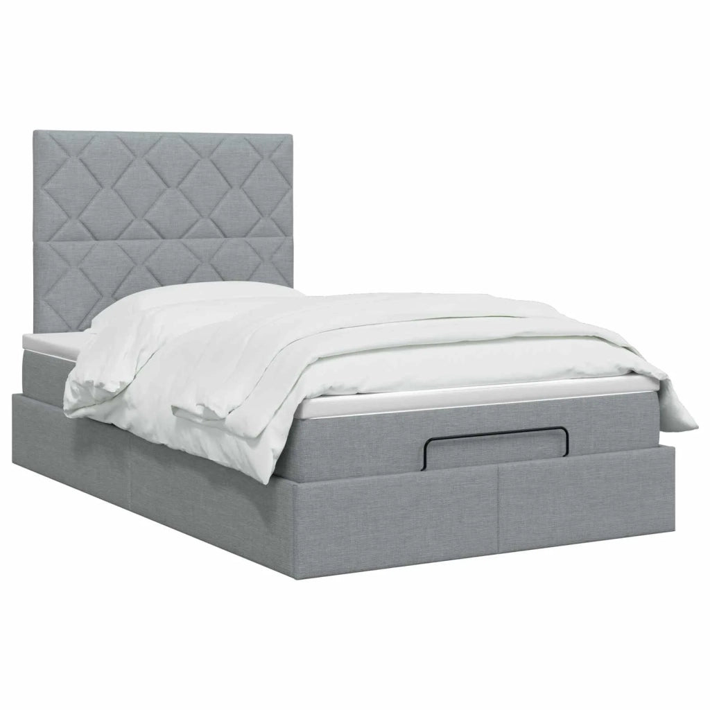 Letto ottomano con materasso Grigio Chiaro 120 x 190 cm Tessuto 3457556