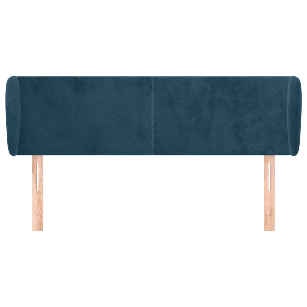 Testiera | Testata ad Orecchio Blu Scuro 147x23x78/88 cm in Velluto