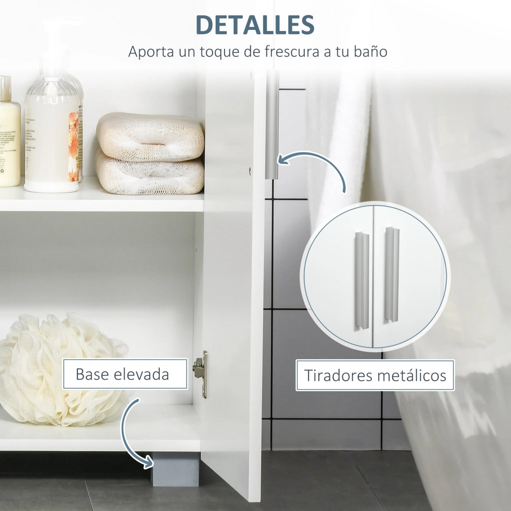 Mobile Bagno 2 Ante 2 Ripiani Aggiustabili ¨C zephmum ¨C Bianco 60x30x80 cm