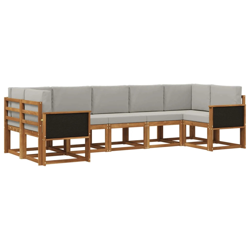 Set di divani da esterno 7 pz Naturale e Grigio Chiaro 3385502