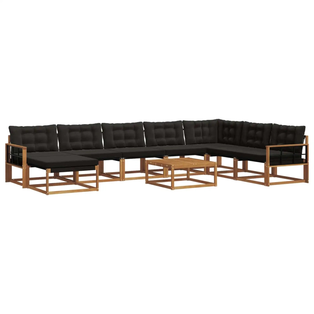 Set di divani da esterno con cuscino 9 pcs Naturale e Nero 3369775