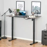 Scrivania Sollevabile a 4 Altezze con Regolazione Elettrica, Sistema Anticollisione, 140x70x72-116cm, Metallo Nero e Teak