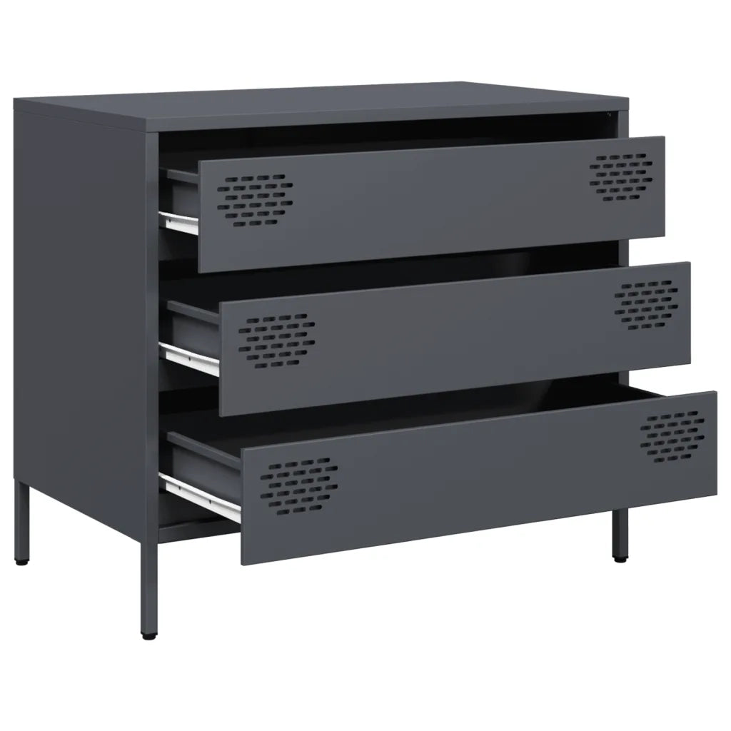 Credenza Antracite 68x39x58,5 cm in Acciaio Laminato a Freddo
